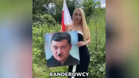 Polish Politician Discards Altered Zelensky Portrait in Protest Over WWII Atrocities